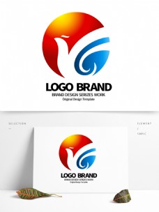 设计公司原创红蓝飞鸟Y字母公司LOGO标志设计