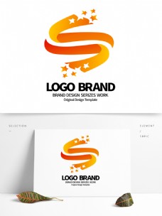 矢量红黄飘带S字母公司LOGO标志设计