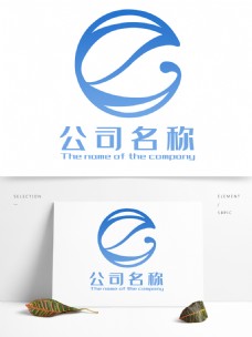 创意水纹蓝色创意帆船ZG公司logo简约水纹