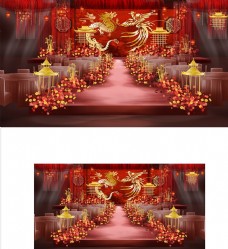 中式红色婚庆红色中式婚礼效果图