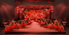 结婚舞台红色中式婚礼背景