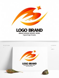 设计公司创意金黄飘带M字母公司LOGO标志设计