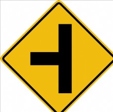 交通标识外国交通图标丁字路口标识