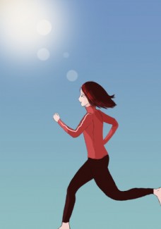 晨跑女孩卡通人物