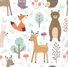 墙纸卡通森林动物背景