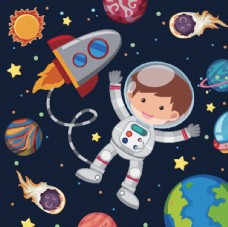 儿童宇宙外太空创意插画
