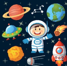 儿童宇宙外太空创意插画