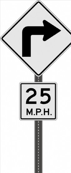 交通指示牌外国交通图标直行右转弯指示牌