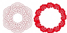 红色中国风边框古典祥云装饰