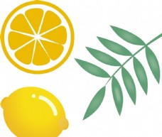 黄色背景橙子和柠檬
