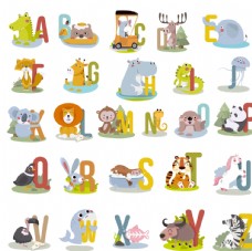字体卡通可爱动物字母设计