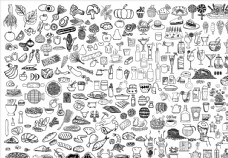 食物背景手绘食物食材插画背景