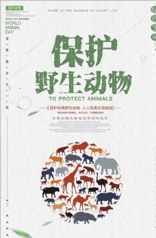 保护野生动物海报