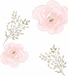 手绘树枝树木粉色花朵