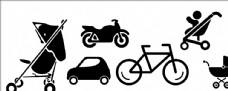 车子图标婴儿车单车摩托车