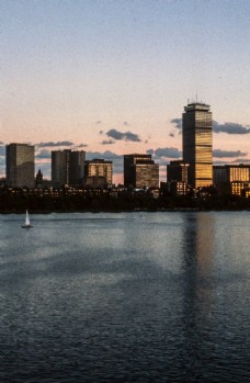 波士顿天际线 日落