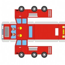 草图大师模型手工纸制消防车平面图