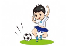 卡通足球男孩插画踢球