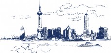 上海东方明珠线条剪影设计素材