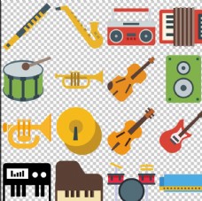 PSD格式文件18个乐器图标素材免扣素材