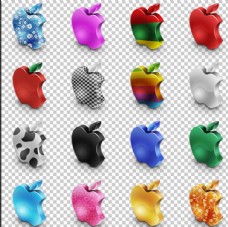 16款彩色立体苹果图标免扣素材