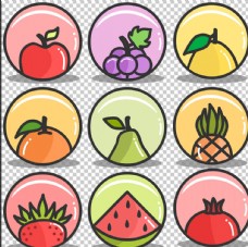 10个圆形常见水果PN免扣素材