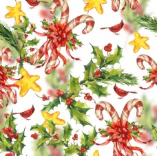 潮流素材水彩圣诞花朵花纹背景