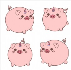 猪矢量素材卡通猪