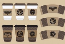 咖啡杯袖贴设计矢量图样