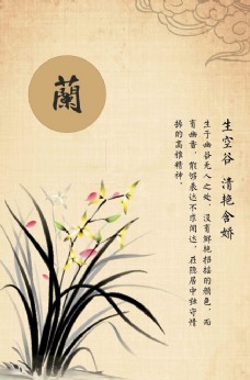 咖啡中国风兰花素材