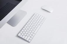 电脑办公商务鼠标键盘电脑留白办公桌