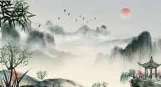 树木中国水墨画风景画