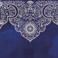中国风设计矢量蓝色青花瓷花纹