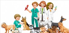 医院广告卡通宠物医生