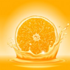 黄色背景橙子和果汁