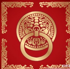 中式红色婚庆中国风喜庆花纹