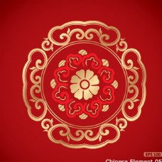 红色花朵中国风喜庆花纹
