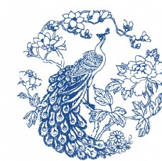 绣花中国风青花瓷花纹图案