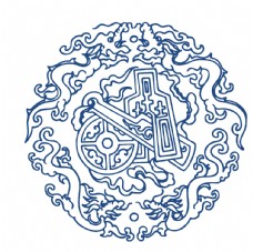 水墨中国风中国风青花瓷花纹图案
