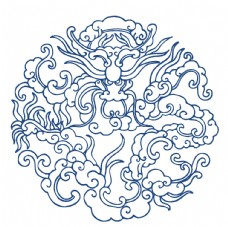 绣花中国风青花瓷花纹图案