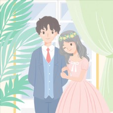 七夕卡通结婚照