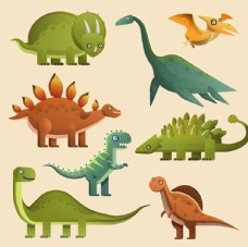 8款卡通恐龙设计矢量素材
