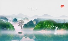 中式山水画背景
