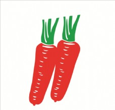 绿色蔬菜线条红萝卜平面图