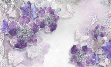 3D紫色花卉