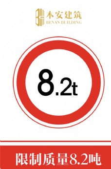 交通标识限制质量8.2吨交通安全标识