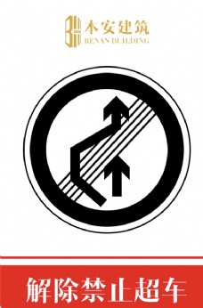 交通标识解除禁止超车交通安全文明标识