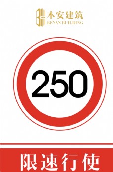 交通标识限速行使250公里交通安全标识