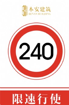 交通标识限速行使240公里交通安全标识