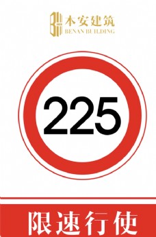 交通标识限速行使225公里交通安全标识